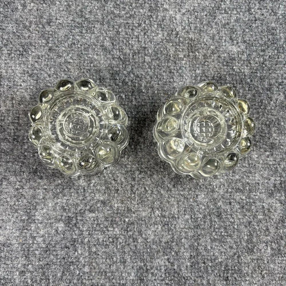 Vintage Princess House Pair of Reversible 3-Way Ribbed Crystal Candle Holders‎